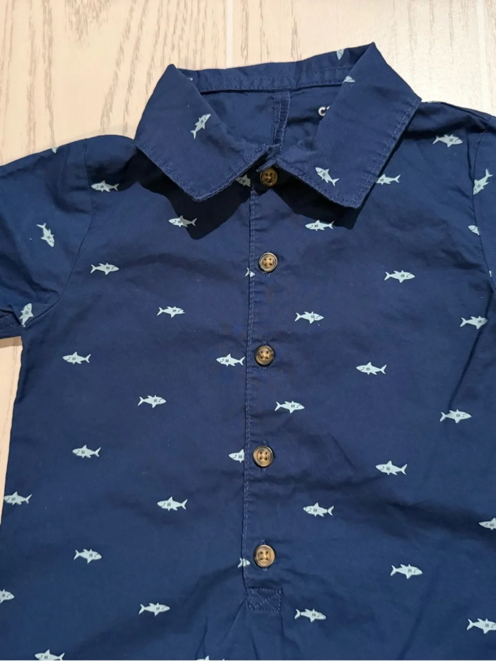 Carter’s‎ Baby Boy 18M Romper Bundle 2 Shortall Outfits Shark Tropical EUC
